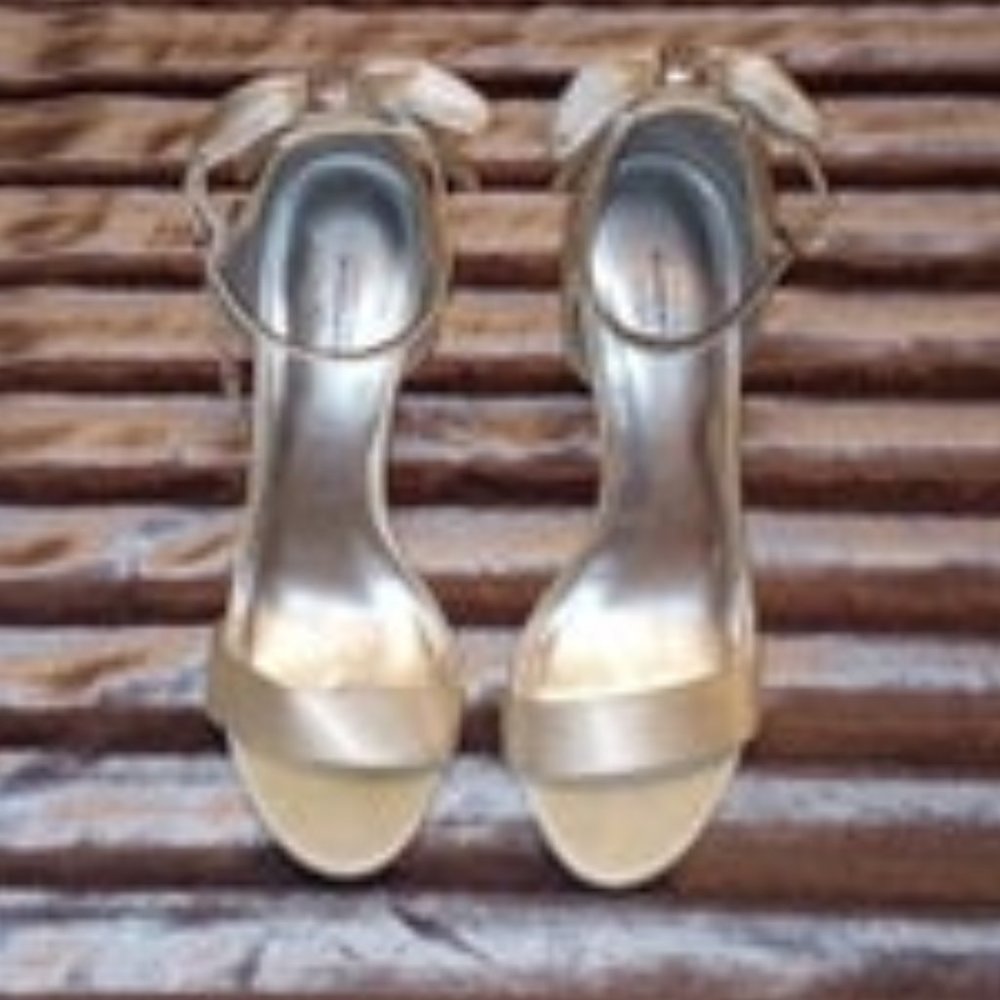 Beige Satin Heels